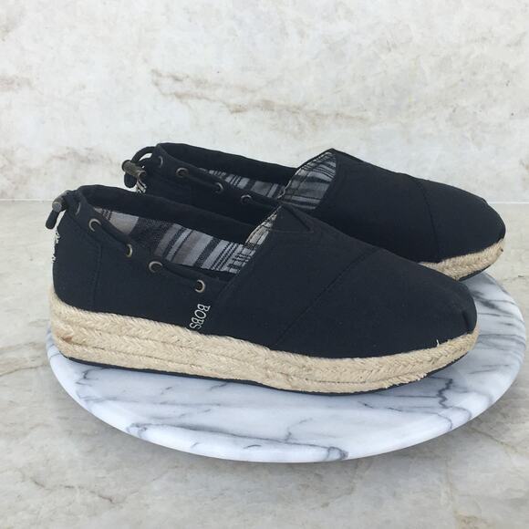 BOBS by Skechers Memory Foam Black Canvas Espadrille Loafer Women's Size 6.5 - Picture 3 of 16